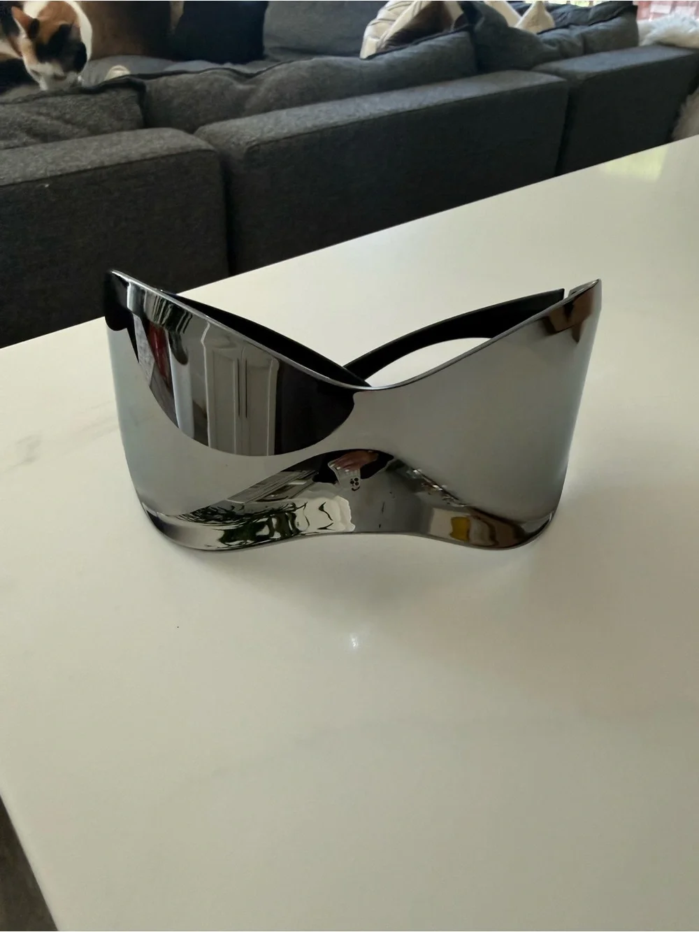 Futuristic Chrome Shield Visor Sunglasses | Festival Y2K Silver Mirror